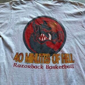 Vintage 90s Arkansas Razorback 40 Minutes In Hell T shirt Size large